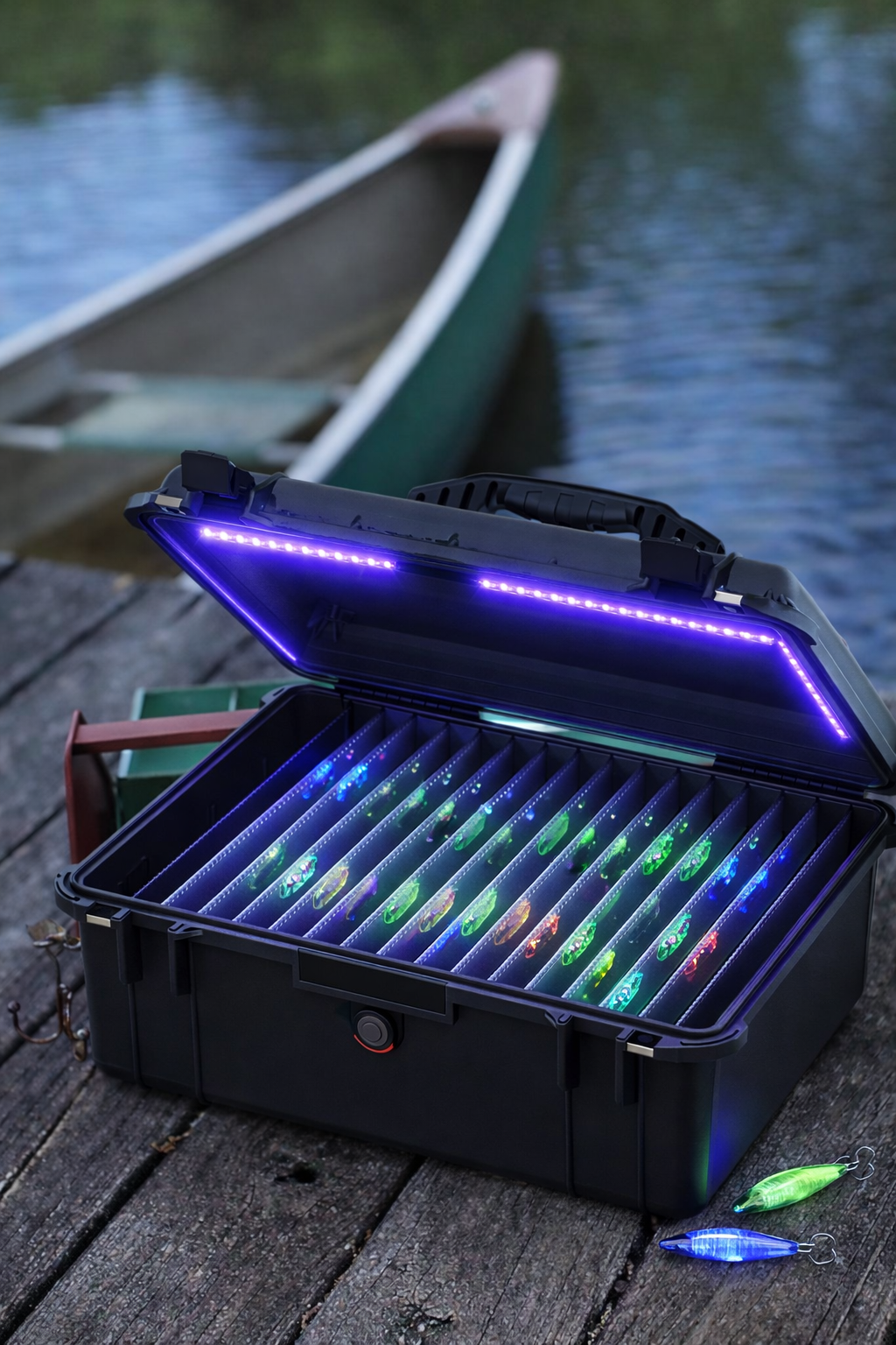 Small size (up to 125 lures) Glow Em’ Up UV Tackle Box